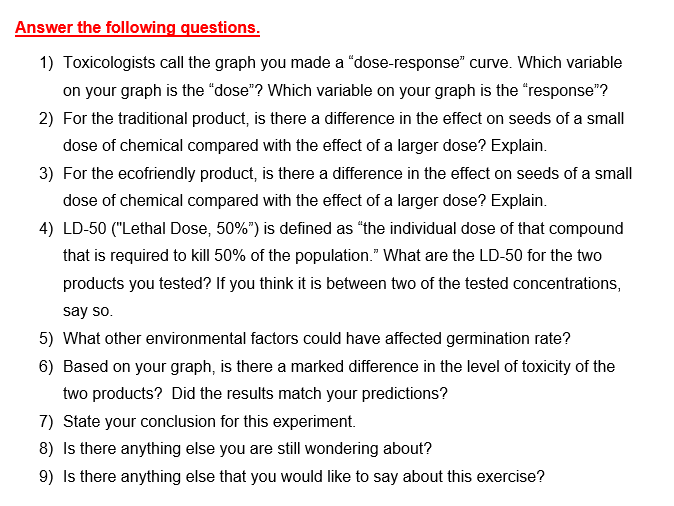 Solved Radish Seeds Lab experiment 1 tablespoon 1 teaspoon