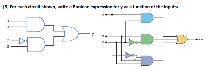 Solved [8] For each circuit shown, write a Boolean | Chegg.com