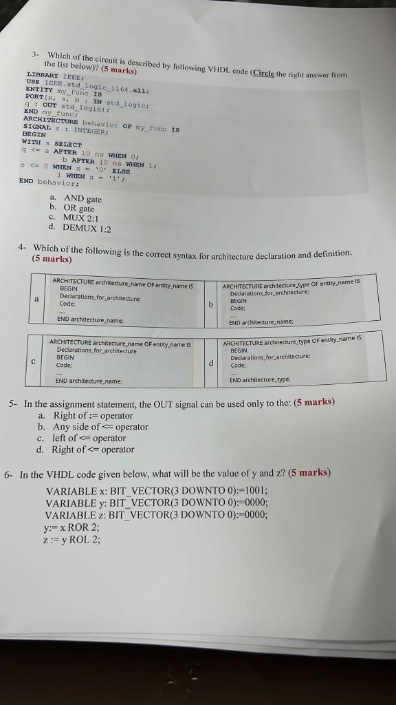 Solved 3- Which of the circuit is described by following | Chegg.com