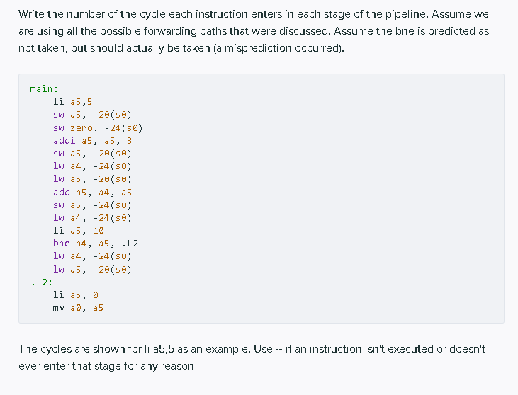 Solved Write the number of the cycle each instruction enters | Chegg.com