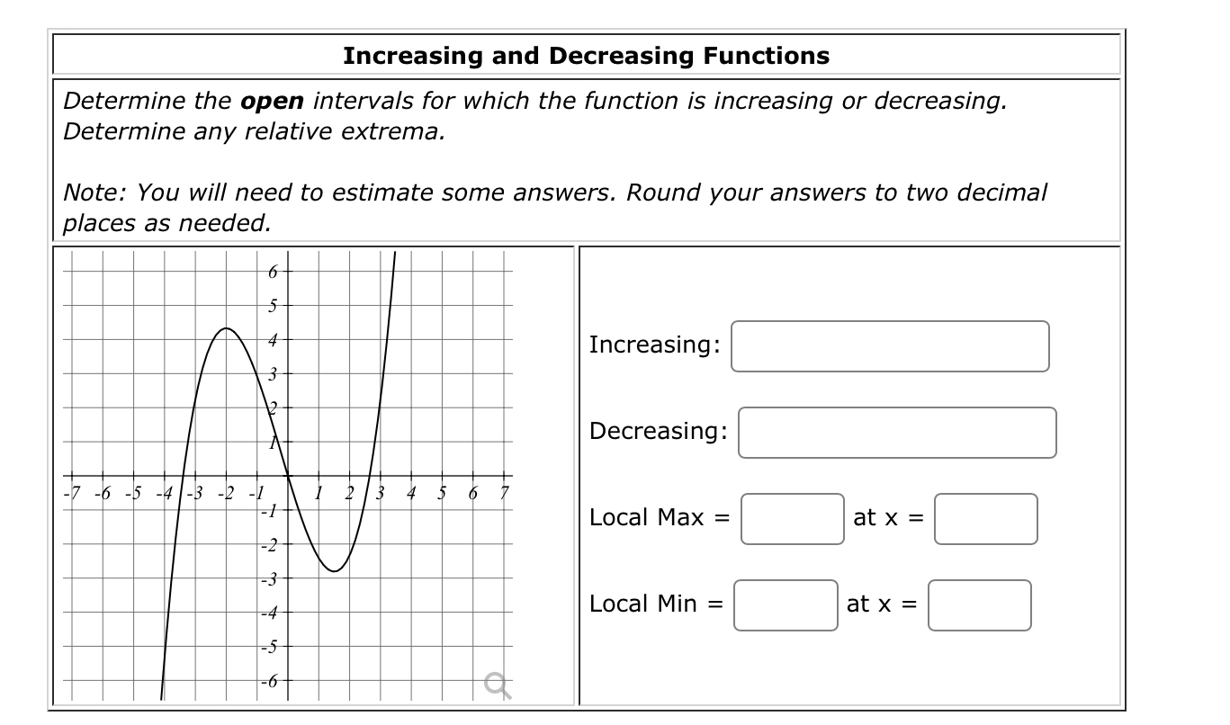 Solved Increasing and Decreasing Functions Determine the | Chegg.com