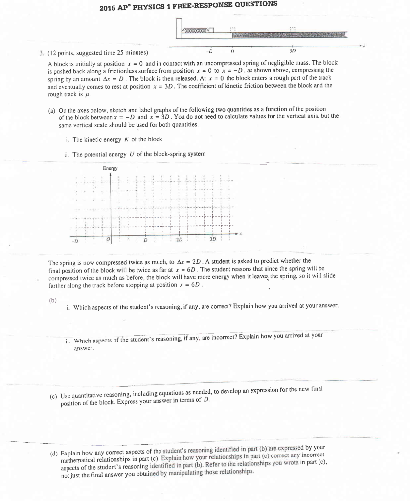 Solved 2015 AP PHYSICS 1 FREE-RESPONSE QUESTIONS WWWWW 3. | Chegg.com