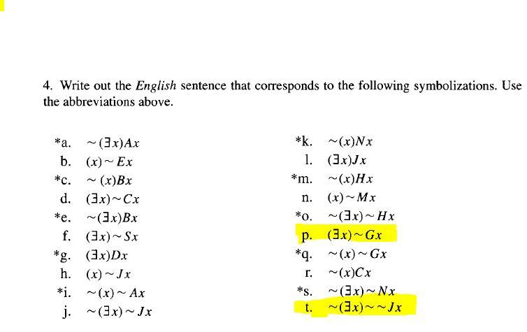 Solved 4 Write Out The English Sentence That Corresponds Chegg Com