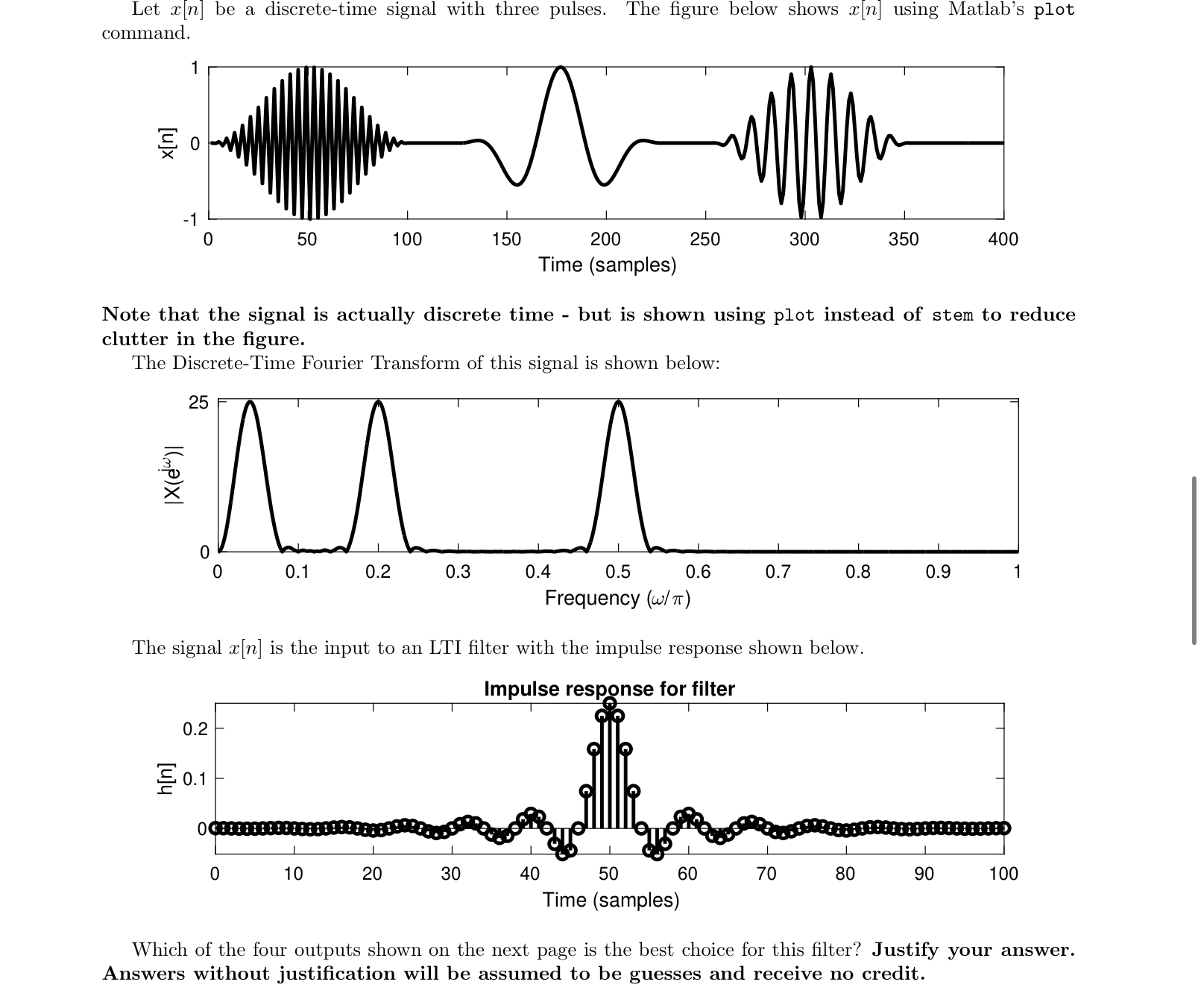 Solved Let x[n] be a discrete-time signal with three pulses. | Chegg.com