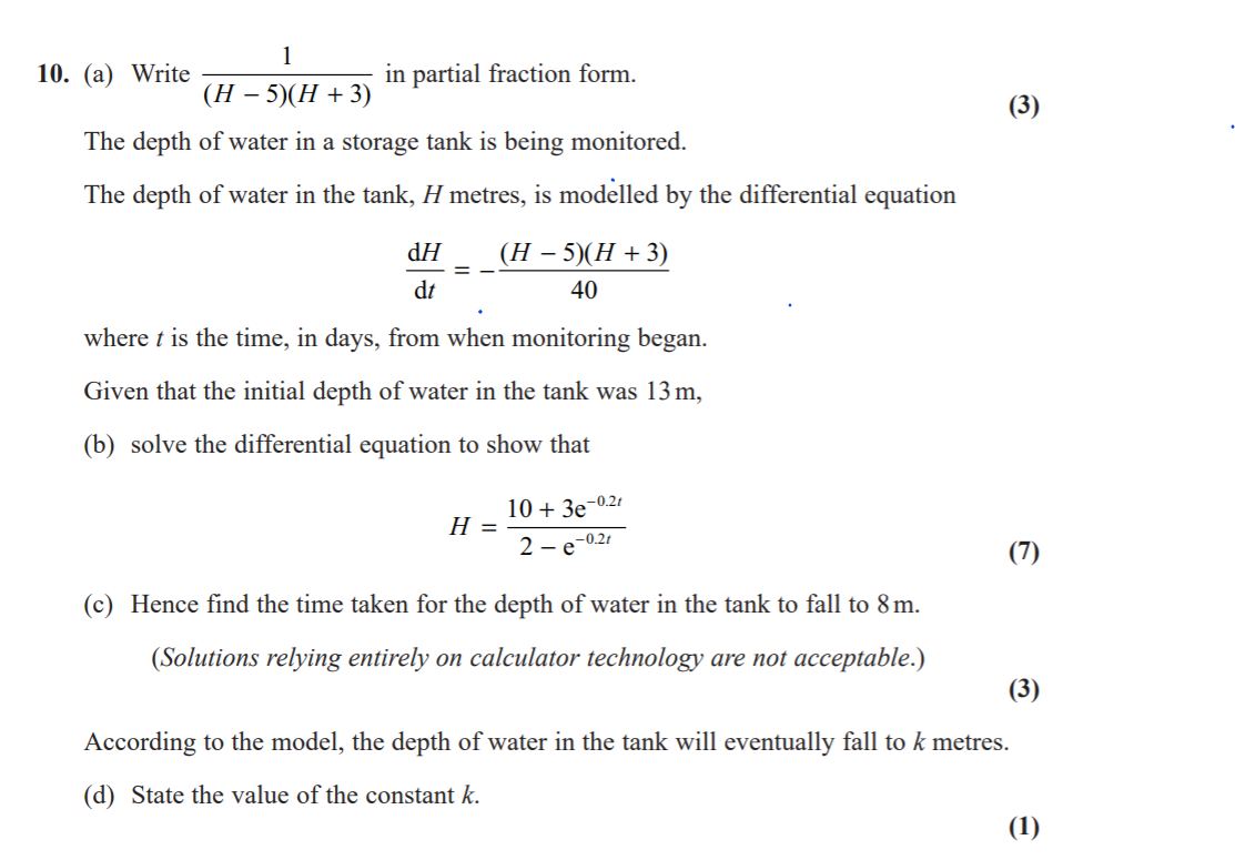 Solved 1 (3 ) 10. (a) Write in partial fraction form. (H - | Chegg.com