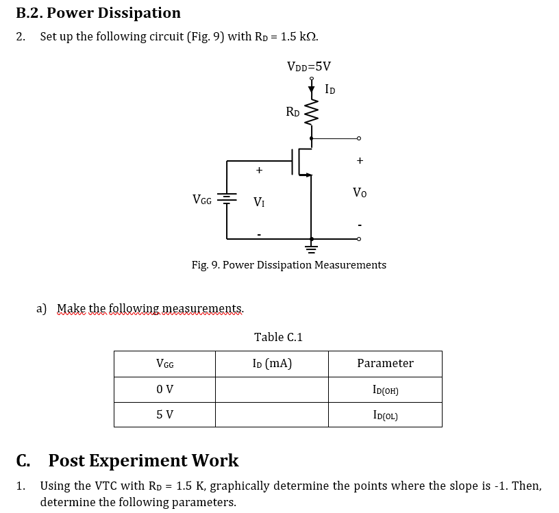 Solved B.2. Power Dissipation 2. Set Up The Following | Chegg.com