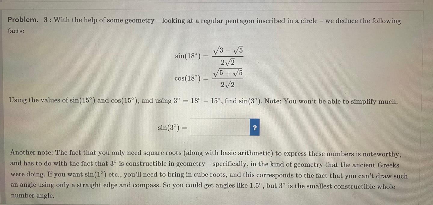 Solved Problem. 3 : With the help of some geometry - looking | Chegg.com