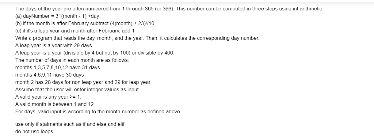 Solved The days of the year are often numbered from 1 | Chegg.com