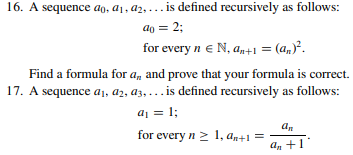 Solved 16. A sequence a0,a1,a2,… is defined recursively as | Chegg.com