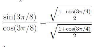 Solved cos(3π/8)sin(3π/8)=21+cos(3π/4)21−cos(3π/4) | Chegg.com