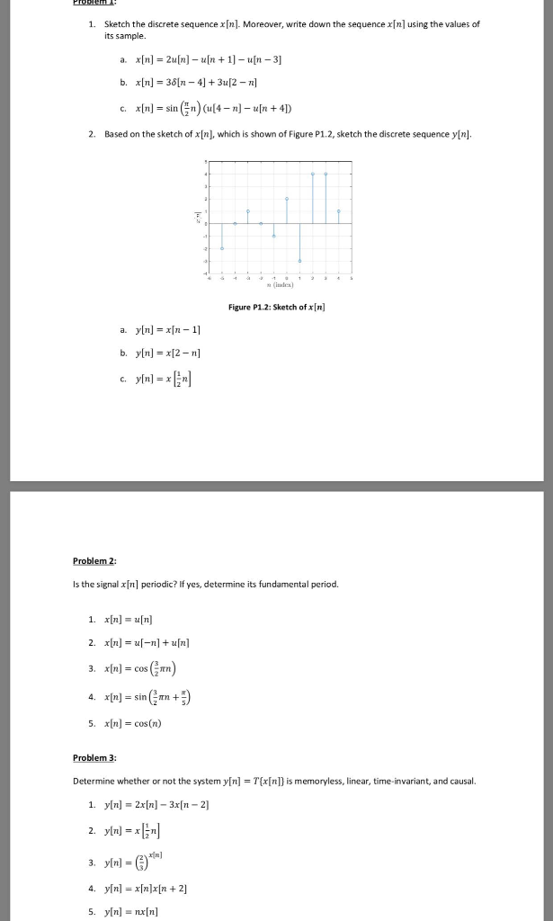 Solved Problem 1 Sketch The Discrete Sequence X N Mor Chegg Com