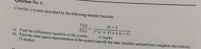 Solved Consider a system described by the following transfer | Chegg.com