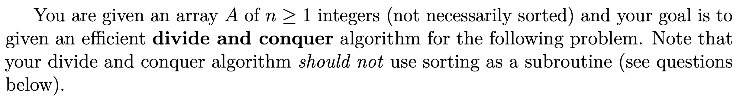 Solved You are given an array A of n > 1 integers (not | Chegg.com