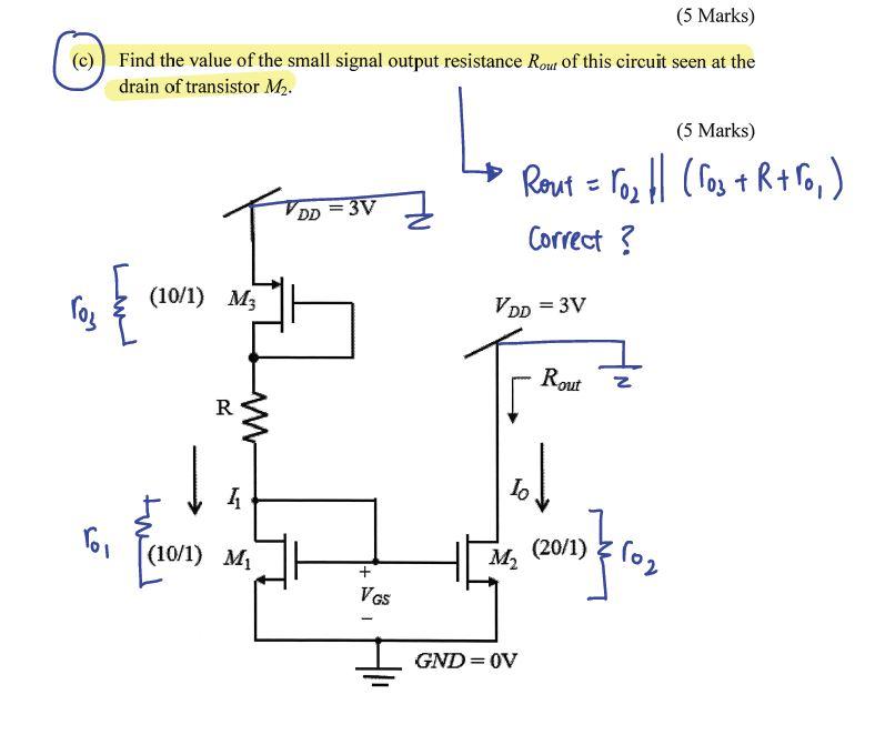 Solved (5 Marks) Find the value of the small signal output | Chegg.com