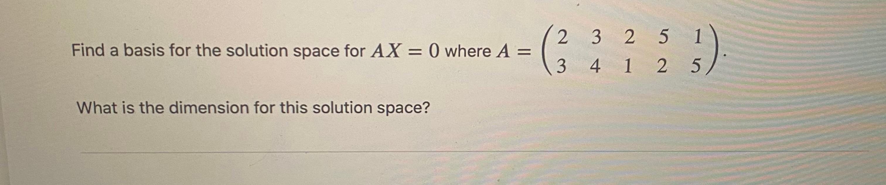 dimension of solution space of ax 0
