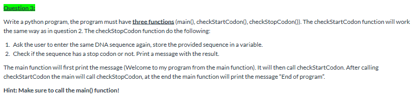 Solved Question 3: Write a python program, the program must | Chegg.com