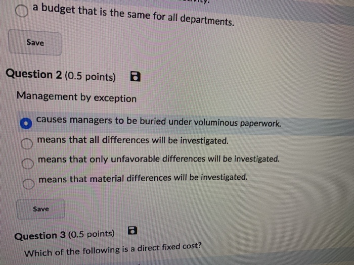 Solved a budget that is the same for all departments Save | Chegg.com