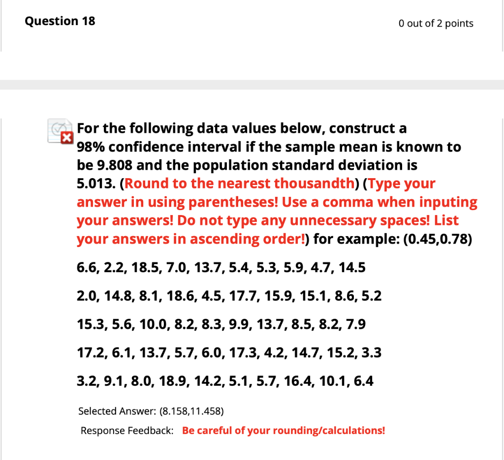 Solved Question 18 O out of 2 points For the following data | Chegg.com