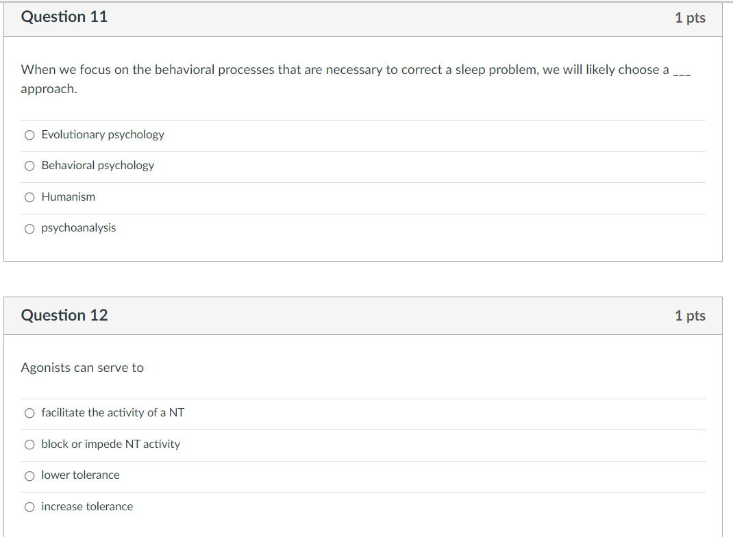 Solved Question 11 1 pts When we focus on the behavioral | Chegg.com