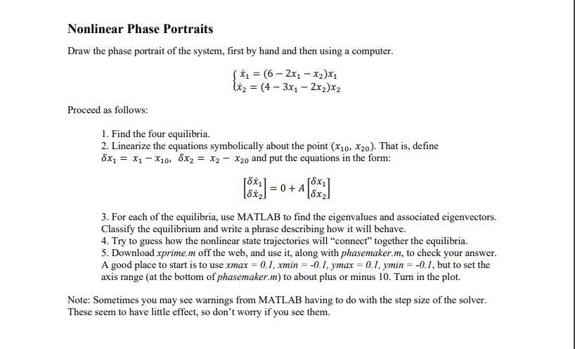 Solved Nonlinear Phase Portraits Draw the phase portrait of | Chegg.com