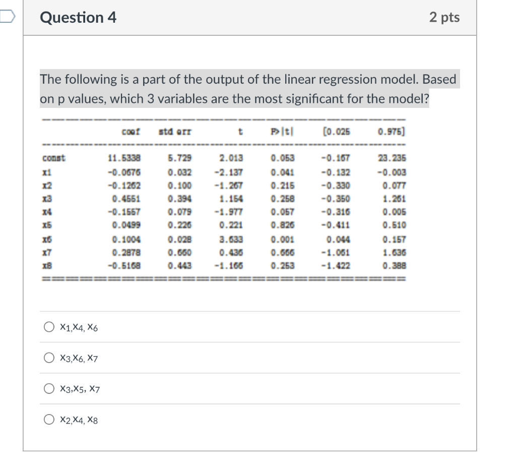 Solved Question 4 2 pts The following is a part of the | Chegg.com