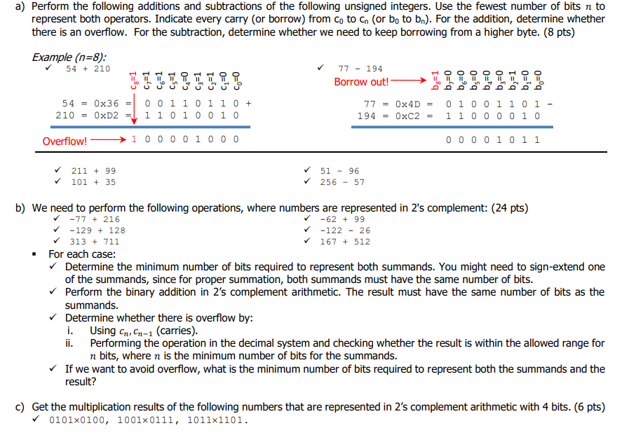 Solved a) Perform the following additions and subtractions | Chegg.com