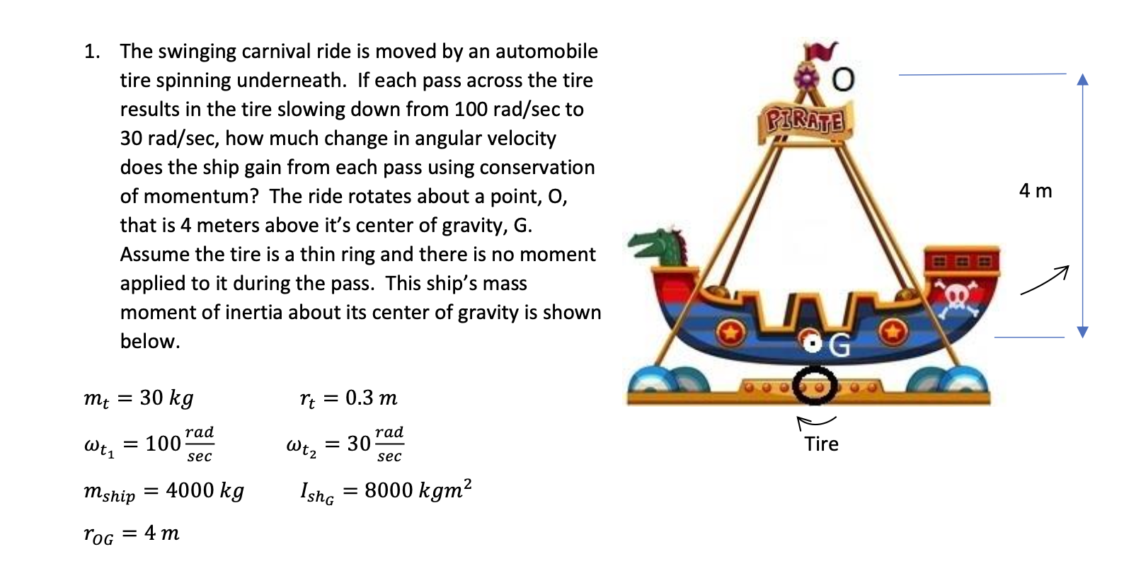 1. The swinging carnival ride is moved by an | Chegg.com