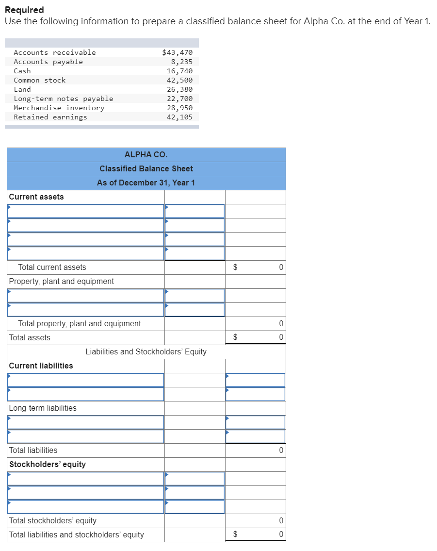 Solved Required Use the following information to prepare a | Chegg.com