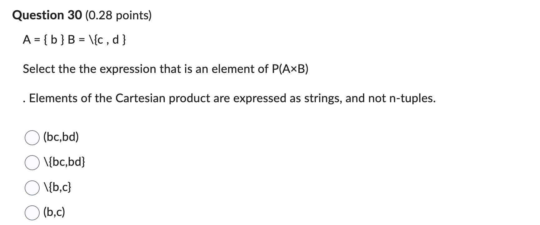 Solved Question 29 (0.28 points) A = {a,b,c} B = { +, * } | Chegg.com