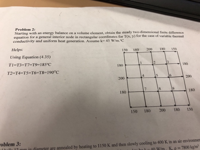 Solved Problem 2: Starting with an energy balance on a | Chegg.com