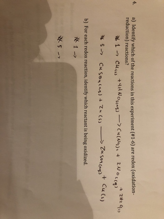 Solved a) Identify which of the reactions in this experiment | Chegg.com