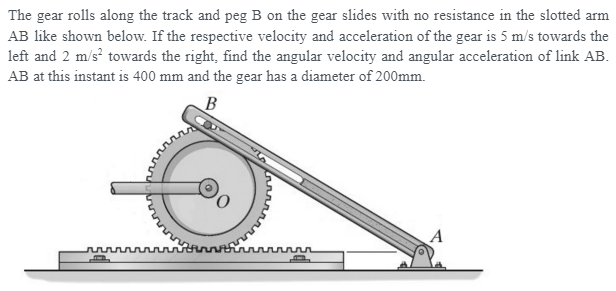 Solved The Gear Rolls Along The Track And Peg B On The Gear | Chegg.com