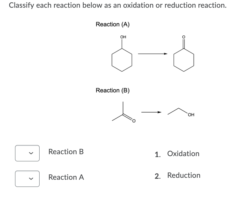 Solved Classify Each Reaction Below As An Oxidation Or | Chegg.com