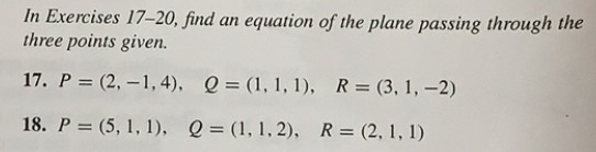 Solved In Exercises 17-20, find an equation of the plane | Chegg.com