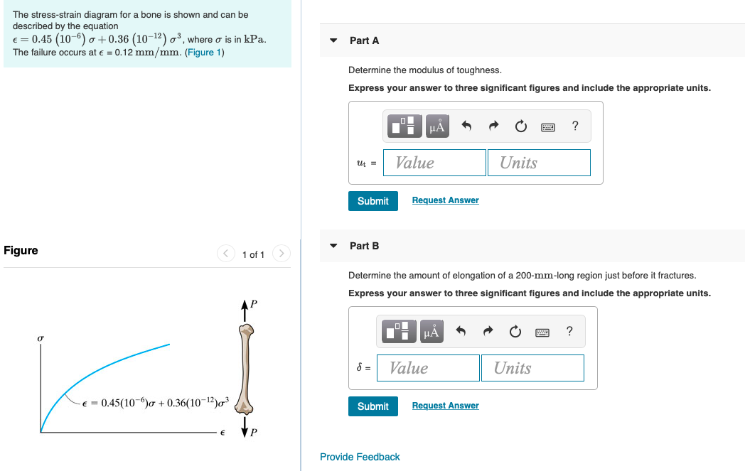Solved The stress-strain diagram for a bone is shown and can | Chegg.com