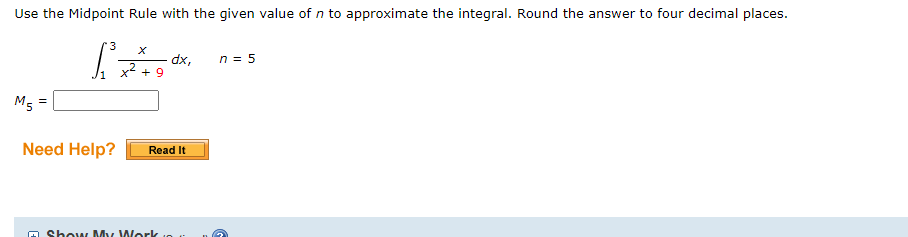 Solved ∫13x2+9xdx,n=5 | Chegg.com