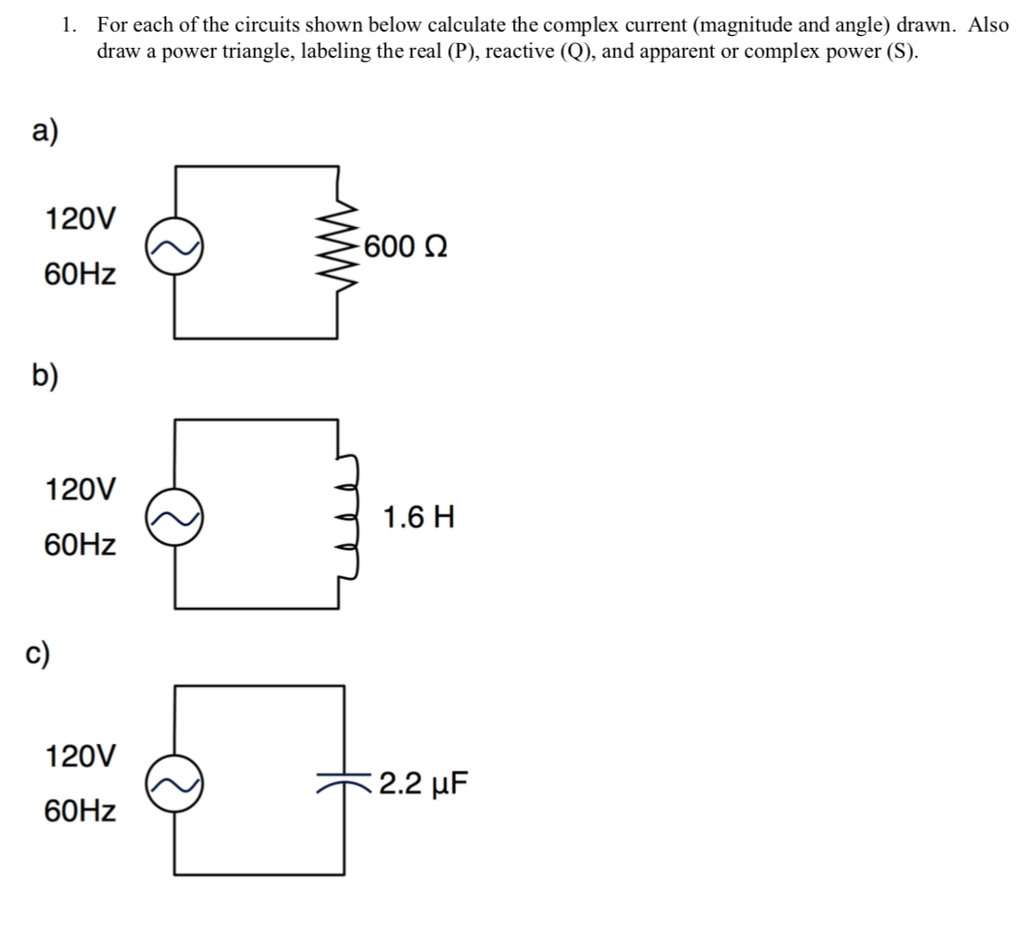 Solved 1. For Each Of The Circuits Shown Below Calculate The | Chegg.com