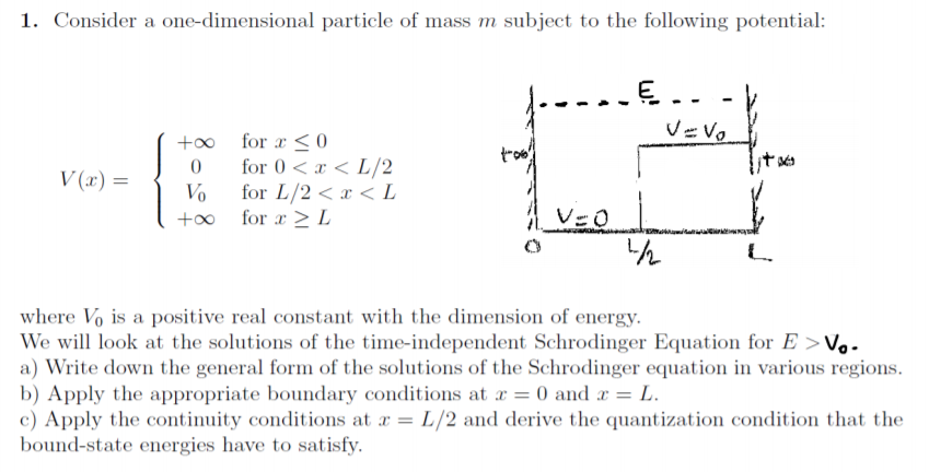 Solved 1 Consider A One Dimensional Particle Of Mass M S Chegg Com