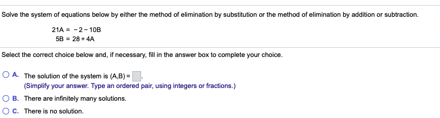 Solved Solve the system of equations below by either the | Chegg.com