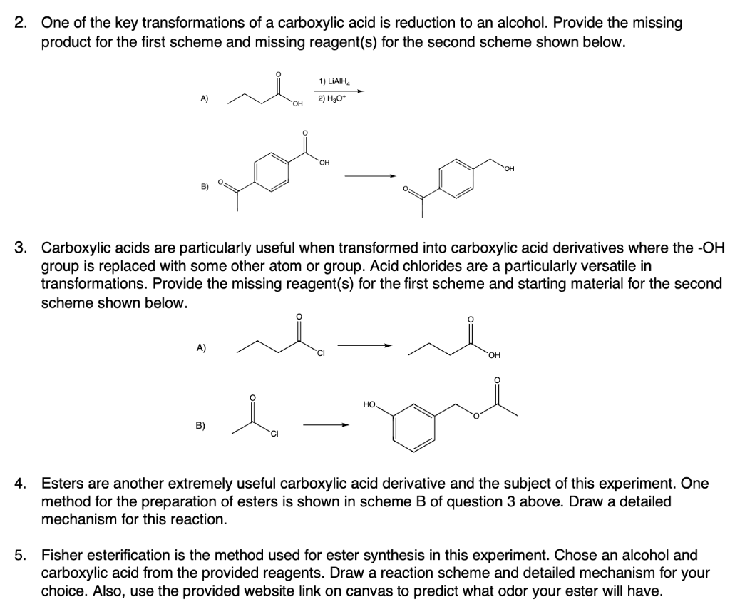 Solved 2. One of the key transformations of a carboxylic | Chegg.com