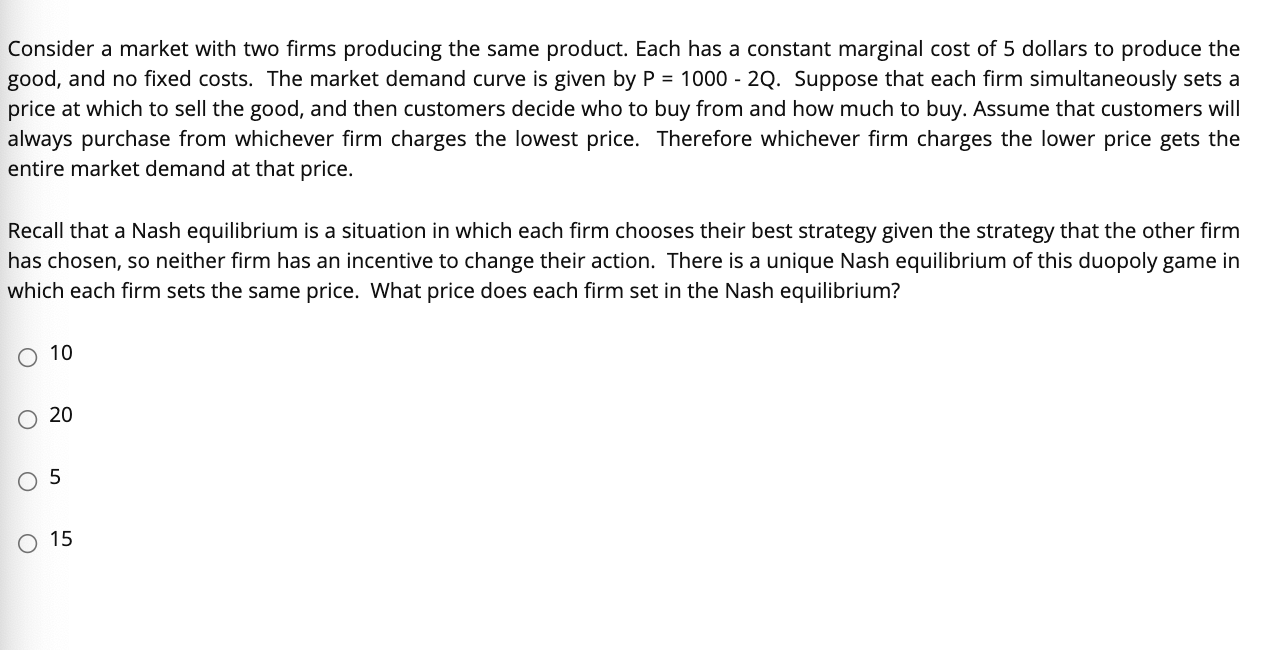 Solved Consider A Market With Two Firms Producing The Same | Chegg.com