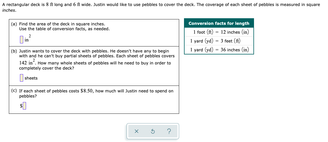 Solved A Rectangular Deck Is 8 Ft Long And 6 Ft Wide Justin Chegg