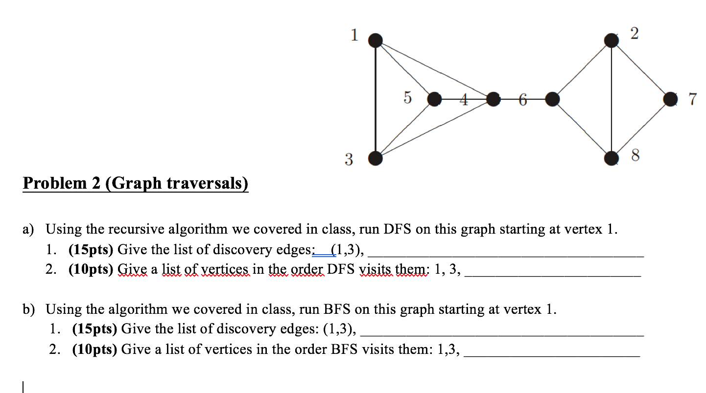 Solved 5 6 Problem 2 (Graph traversals) a) Using the | Chegg.com