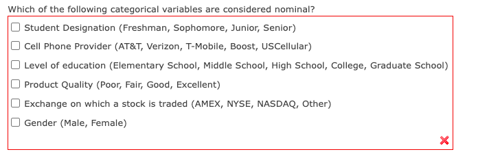 Solved Which of the following categorical variables are | Chegg.com