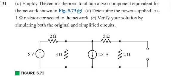 Solved 31. (a) Employ Thévenin's Theorem To Obtain A | Chegg.com