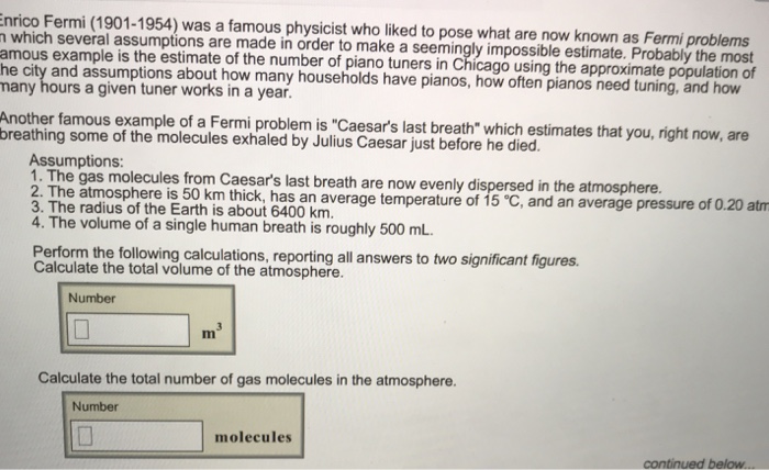 Solved nrico Fermi (1901-1954) was a famous physicist who | Chegg.com