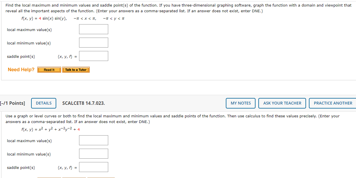 Solved Find The Local Maximum And Minimum Values And Saddle | Chegg.com