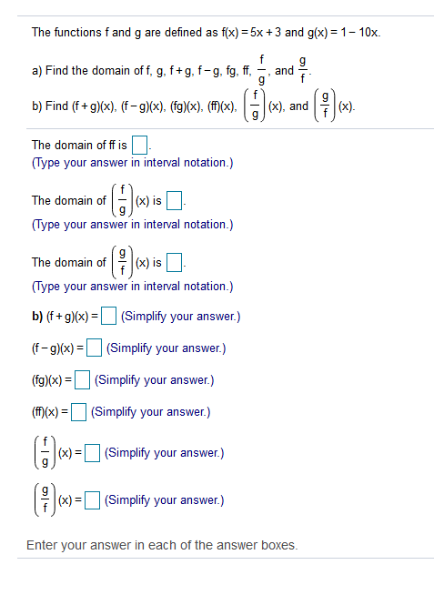 Solved F X 5x3 And G X 1 10x The Functions F And G Are Chegg Com