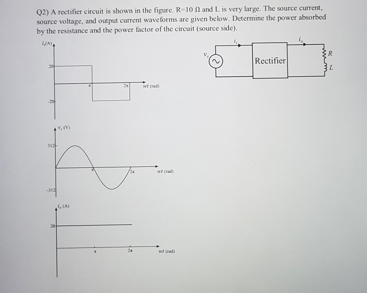Solved Q2) A rectifier circuit is shown in the figure. R=10 | Chegg.com