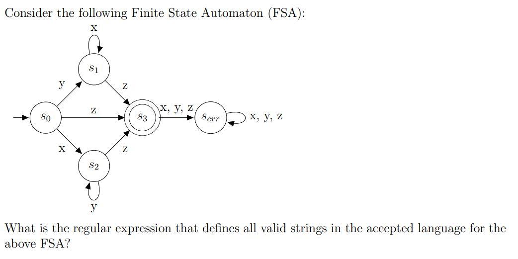 Solved Consider the following Finite State Automaton (FSA): | Chegg.com